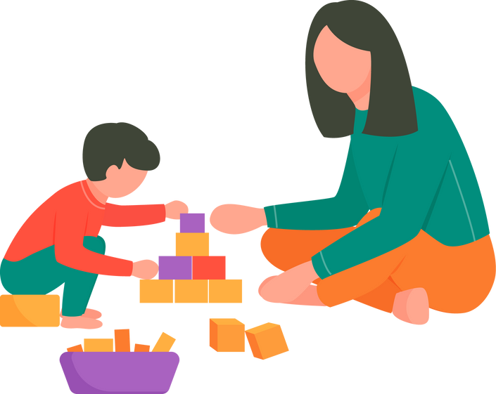 mother and child playing together